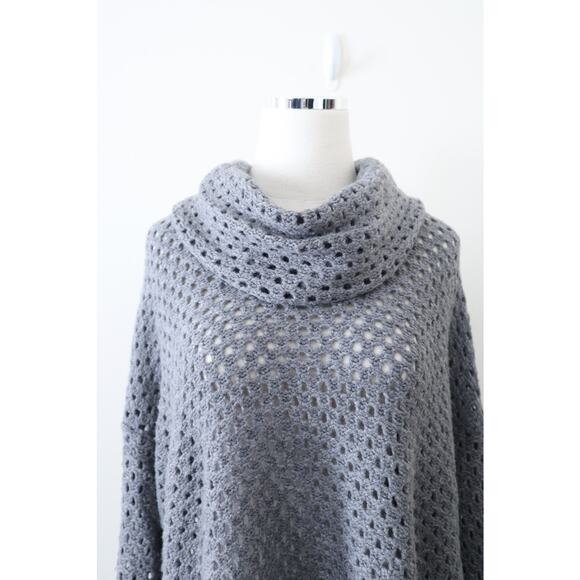 James Perse Size 4 / XL Marina Cowl Neck Sweater Gray Open Knit Wool Blend - Picture 2 of 12